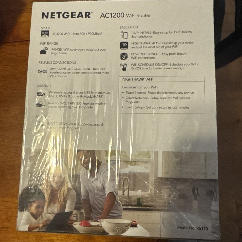 NETGEAR Ac1200 WiFi Dual Band Router Model R6120 New In Box - Picture 5 of 5